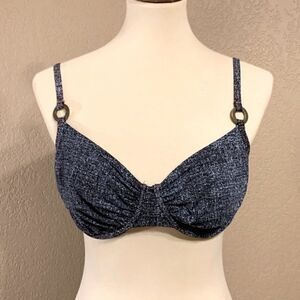 Captiva Blue Underwire Bikini Top M Denim Bra